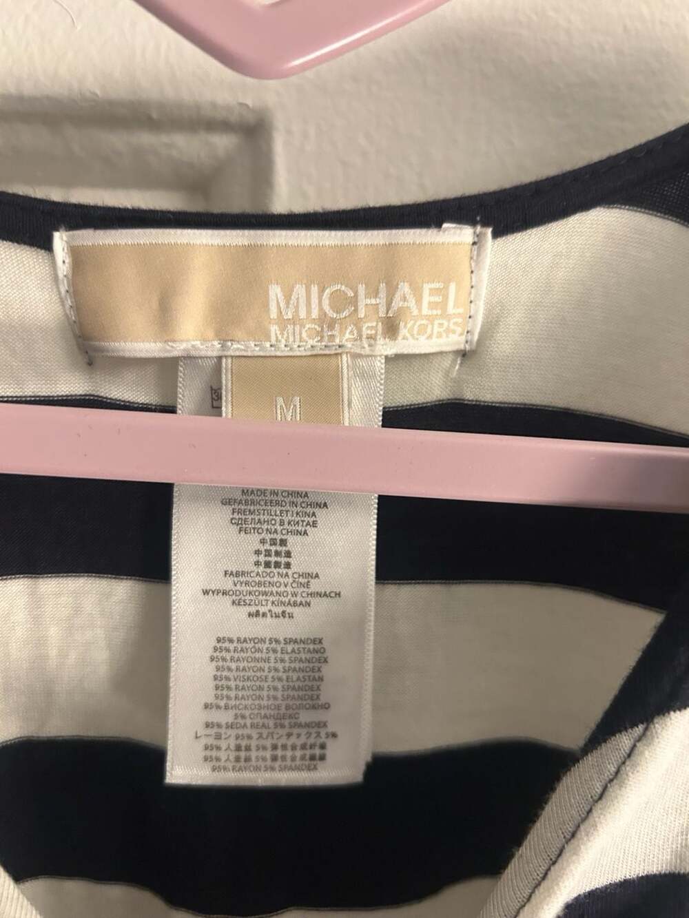 MICHAEL Michael Kors Cold Shoulder Striped Tunic Top Navy White Size M - Picture 4 of 5